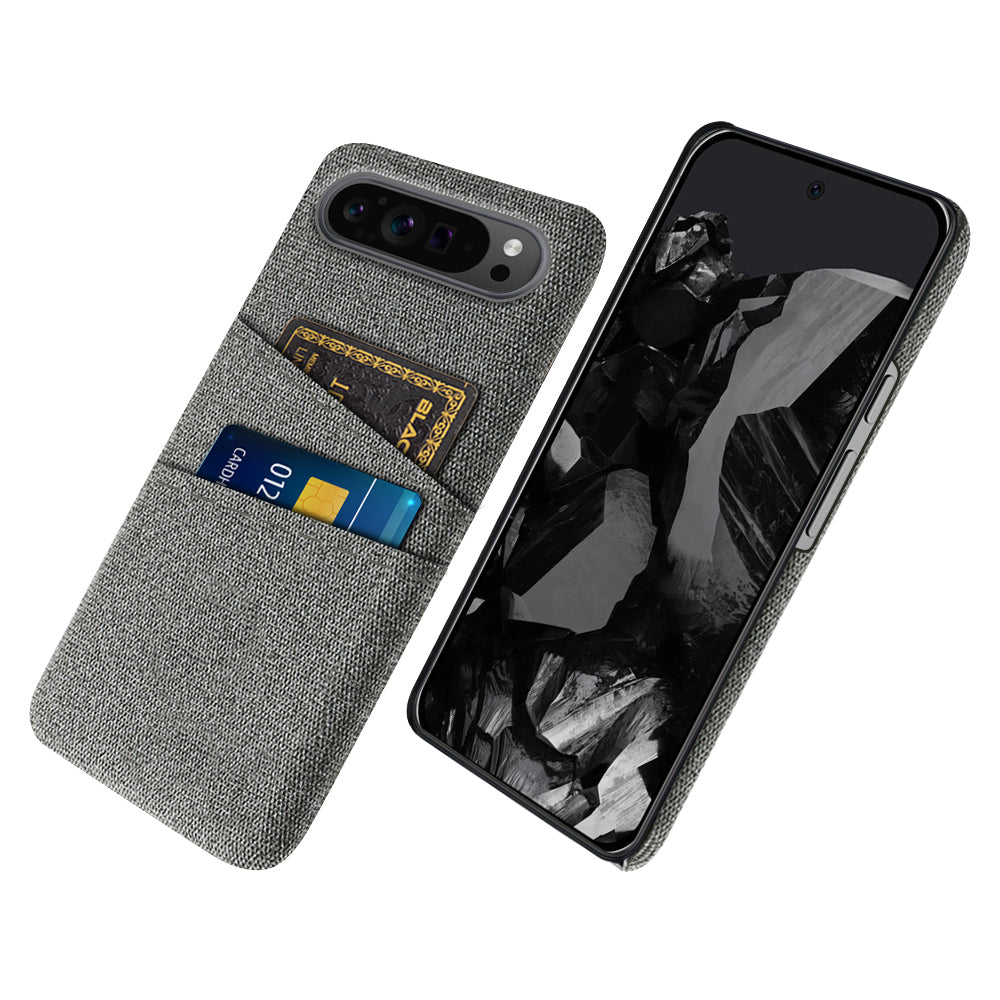 For Google Pixel 9 Pro Cell Phone Cases Dual Card Holder Cloth Texture Hard PC Cover For Google Pixel 9 Pro Cell Phone Cases Dual Card Holder Cloth Texture Hard PC Cover